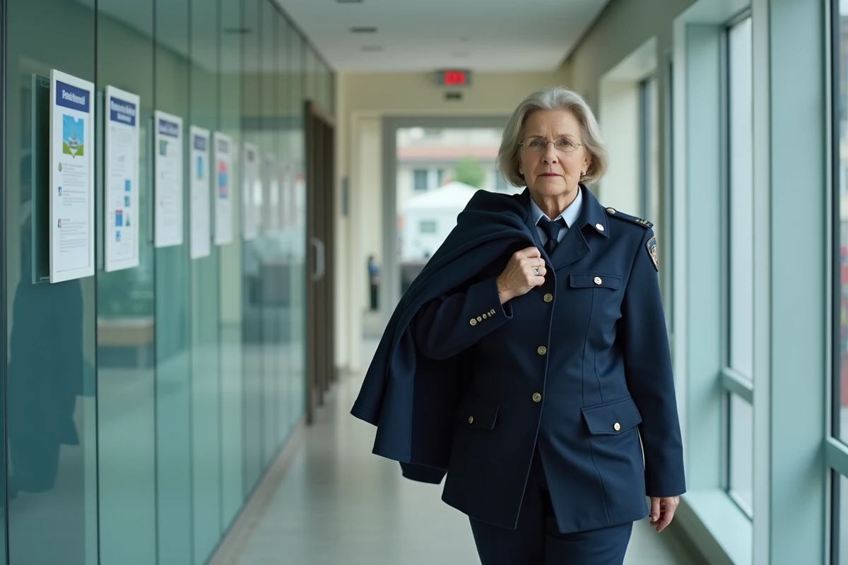 Femme gendarme en réflexion après consultation