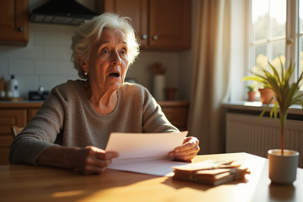 Femme surprise lisant une lettre avec des billets d'euros